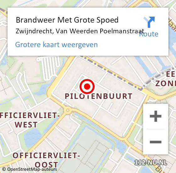 Locatie op kaart van de 112 melding: Brandweer Met Grote Spoed Naar Zwijndrecht, Van Weerden Poelmanstraat op 20 april 2015 15:02