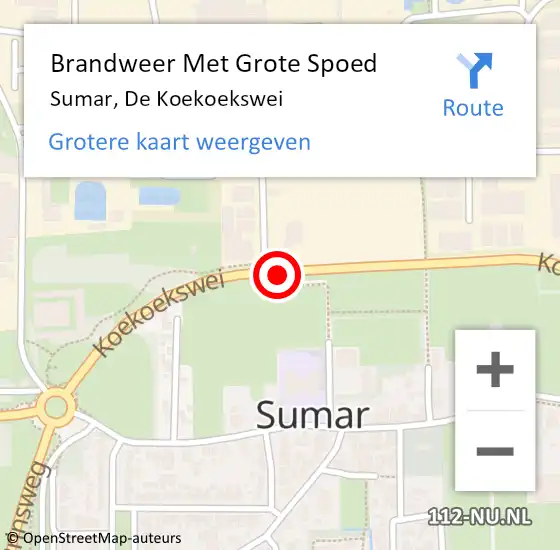 Locatie op kaart van de 112 melding: Brandweer Met Grote Spoed Naar Sumar, De Koekoekswei op 5 november 2013 16:03