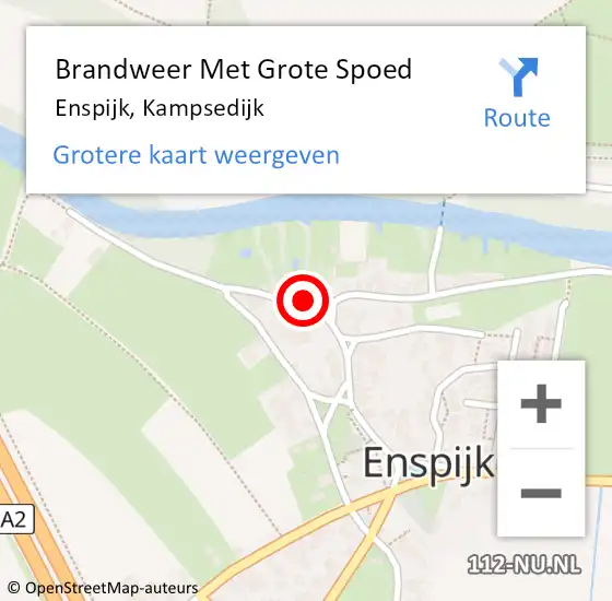 Locatie op kaart van de 112 melding: Brandweer Met Grote Spoed Naar Enspijk, Kampsedijk op 20 april 2015 15:26