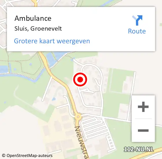 Locatie op kaart van de 112 melding: Ambulance Sluis, Groenevelt op 20 april 2015 15:29