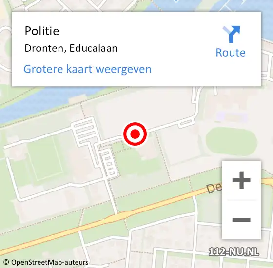 Locatie op kaart van de 112 melding: Politie Dronten, Educalaan op 20 april 2015 16:53