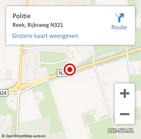 Locatie op kaart van de 112 melding: Politie Reek, Rijksweg N321 op 20 april 2015 17:03