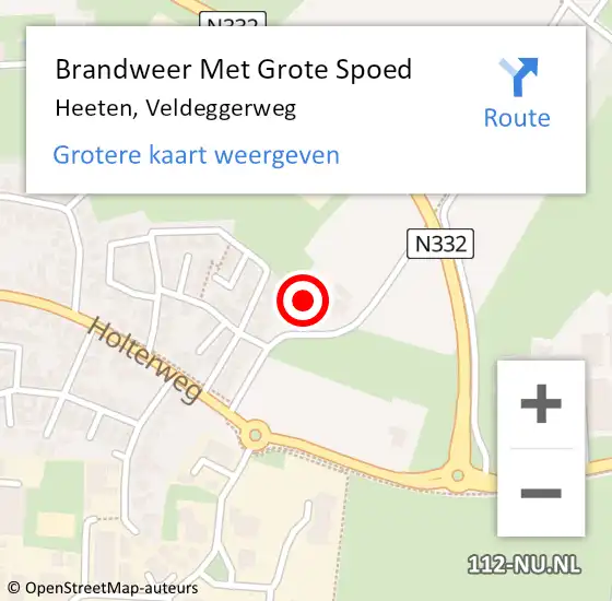 Locatie op kaart van de 112 melding: Brandweer Met Grote Spoed Naar Heeten, Veldeggerweg op 20 april 2015 17:10