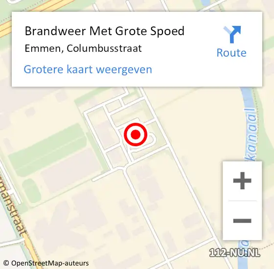 Locatie op kaart van de 112 melding: Brandweer Met Grote Spoed Naar Emmen, Columbusstraat op 20 april 2015 17:17