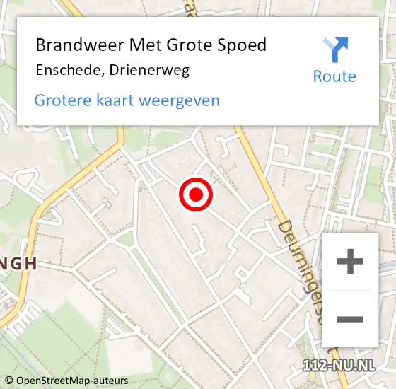 Locatie op kaart van de 112 melding: Brandweer Met Grote Spoed Naar Enschede, Drienerweg op 20 april 2015 17:45