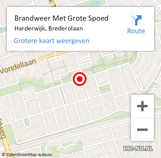 Locatie op kaart van de 112 melding: Brandweer Met Grote Spoed Naar Harderwijk, Brederolaan op 20 april 2015 18:36