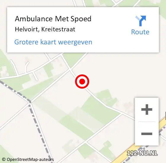 Locatie op kaart van de 112 melding: Ambulance Met Spoed Naar Helvoirt, Kreitestraat op 20 april 2015 19:02