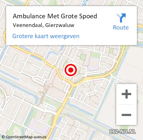 Locatie op kaart van de 112 melding: Ambulance Met Grote Spoed Naar Veenendaal, Gierzwaluw op 20 april 2015 19:18