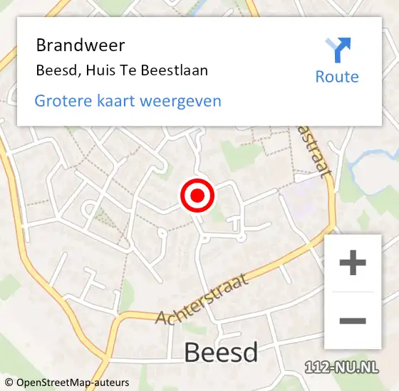 Locatie op kaart van de 112 melding: Brandweer Beesd, Huis Te Beestlaan op 20 april 2015 19:37