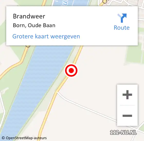 Locatie op kaart van de 112 melding: Brandweer Born, Oude Baan op 20 april 2015 20:11