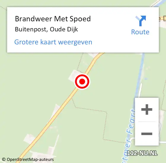 Locatie op kaart van de 112 melding: Brandweer Met Spoed Naar Buitenpost, Oude Dijk op 20 april 2015 20:24