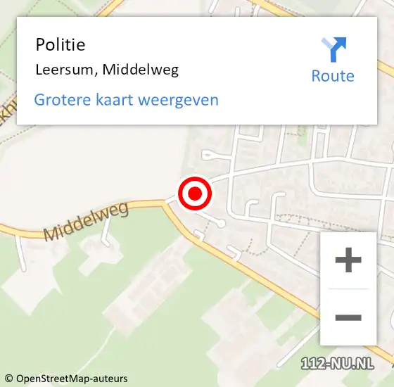 Locatie op kaart van de 112 melding: Politie Leersum, Middelweg op 20 april 2015 20:56