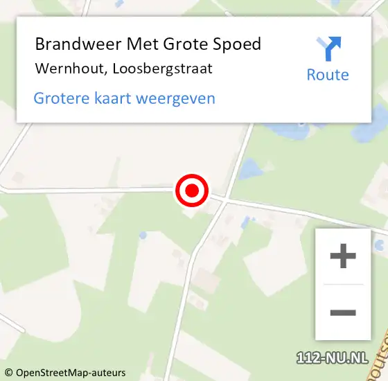 Locatie op kaart van de 112 melding: Brandweer Met Grote Spoed Naar Wernhout, Loosbergstraat op 20 april 2015 21:15