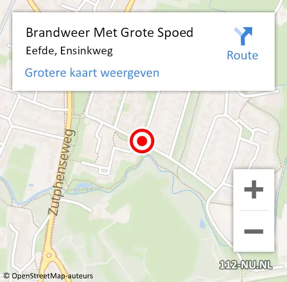 Locatie op kaart van de 112 melding: Brandweer Met Grote Spoed Naar Eefde, Ensinkweg op 20 april 2015 21:33