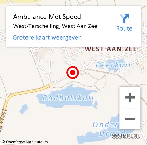 Locatie op kaart van de 112 melding: Ambulance Met Spoed Naar West-Terschelling, West Aan Zee op 5 november 2013 16:40