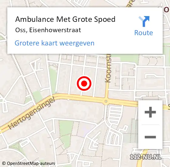 Locatie op kaart van de 112 melding: Ambulance Met Grote Spoed Naar Oss, Eisenhowerstraat op 20 april 2015 23:10