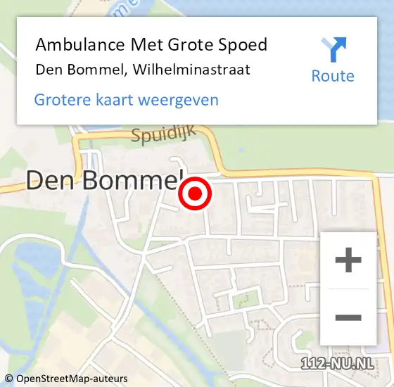 Locatie op kaart van de 112 melding: Ambulance Met Grote Spoed Naar Den Bommel, Wilhelminastraat op 5 september 2013 17:13