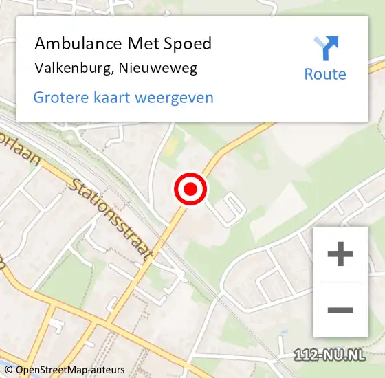 Locatie op kaart van de 112 melding: Ambulance Met Spoed Naar Valkenburg, Nieuweweg op 21 april 2015 07:25