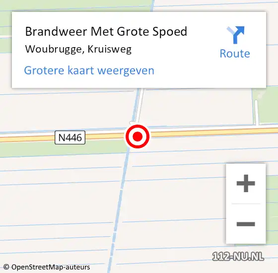 Locatie op kaart van de 112 melding: Brandweer Met Grote Spoed Naar Woubrugge, Kruisweg op 21 april 2015 07:31