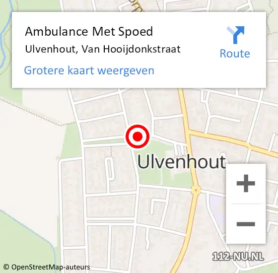 Locatie op kaart van de 112 melding: Ambulance Met Spoed Naar Ulvenhout, Van Hooijdonkstraat op 11 september 2013 22:33