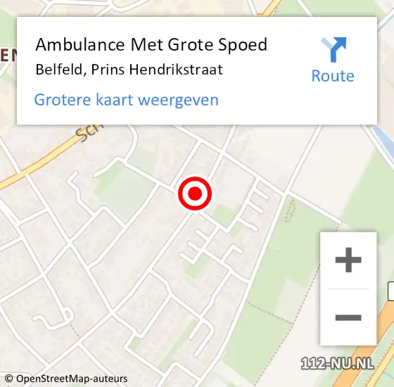 Locatie op kaart van de 112 melding: Ambulance Met Grote Spoed Naar Belfeld, Prins Hendrikstraat op 21 april 2015 08:49