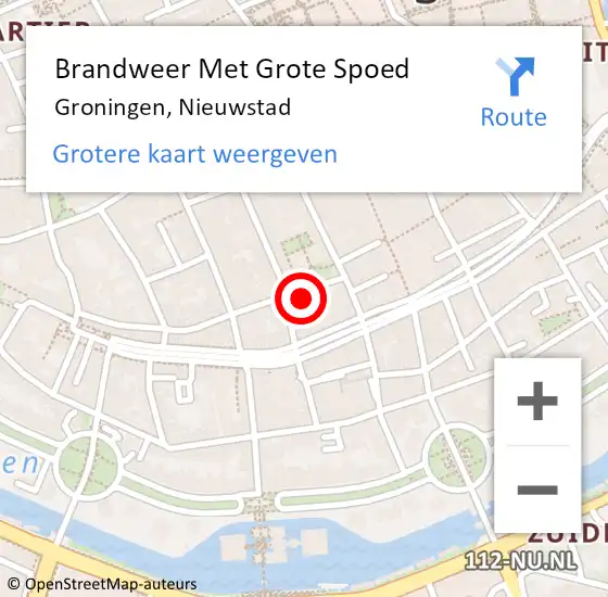 Locatie op kaart van de 112 melding: Brandweer Met Grote Spoed Naar Groningen, Nieuwstad op 21 april 2015 09:18