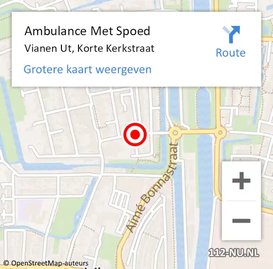 Locatie op kaart van de 112 melding: Ambulance Met Spoed Naar Vianen Ut, Korte Kerkstraat op 21 april 2015 09:30