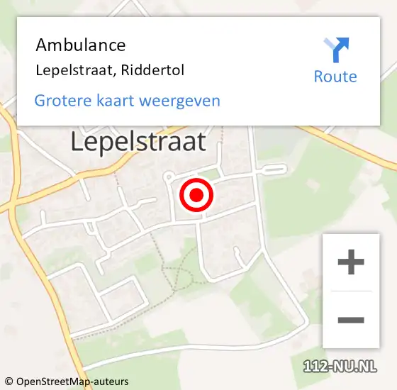 Locatie op kaart van de 112 melding: Ambulance Lepelstraat, Riddertol op 21 april 2015 09:30