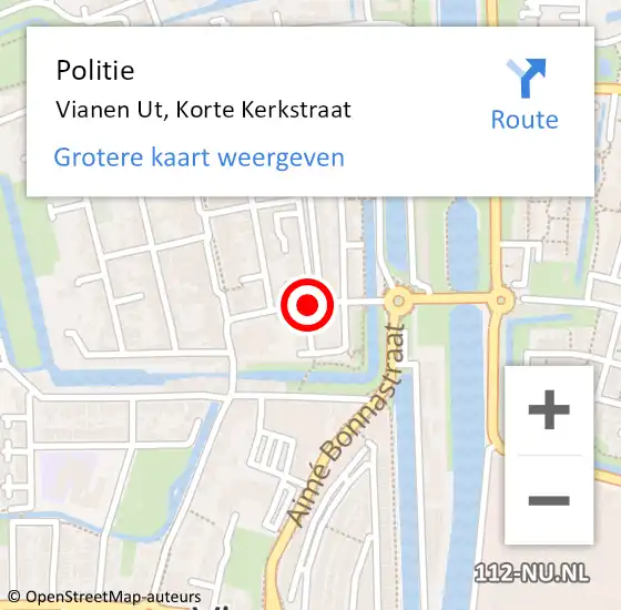 Locatie op kaart van de 112 melding: Politie Vianen Ut, Korte Kerkstraat op 21 april 2015 09:33