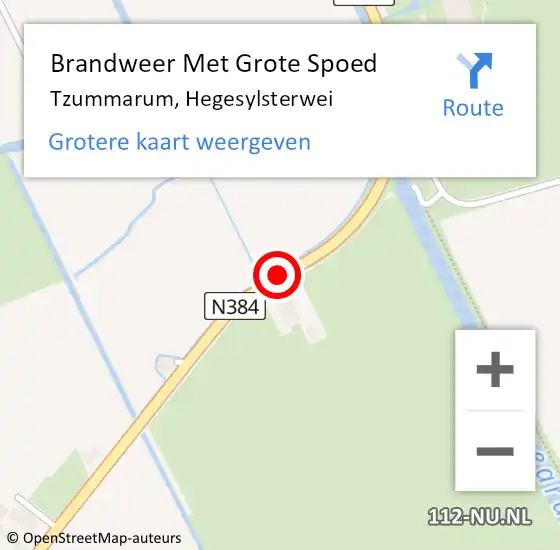 Locatie op kaart van de 112 melding: Brandweer Met Grote Spoed Naar Tzummarum, Hegesylsterwei op 21 april 2015 09:36