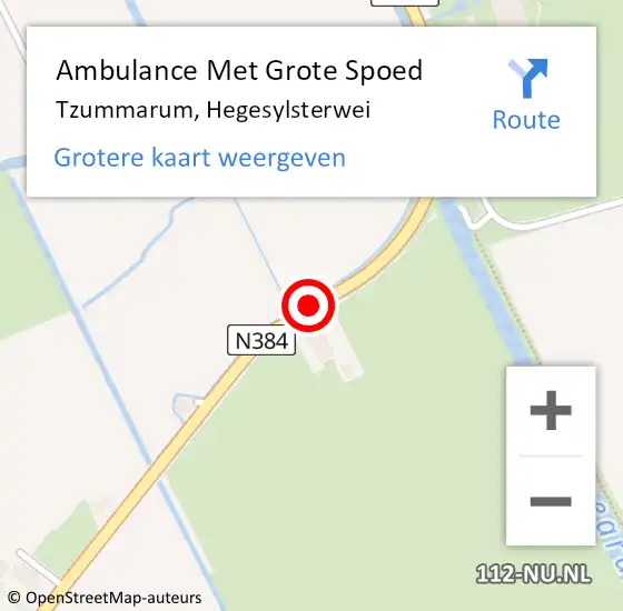 Locatie op kaart van de 112 melding: Ambulance Met Grote Spoed Naar Tzummarum, Hegesylsterwei op 21 april 2015 09:46