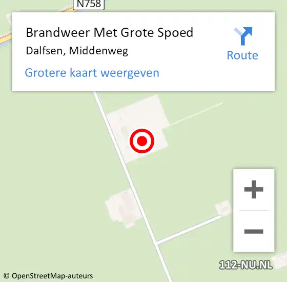 Locatie op kaart van de 112 melding: Brandweer Met Grote Spoed Naar Dalfsen, Middenweg op 21 april 2015 09:54