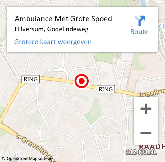 Locatie op kaart van de 112 melding: Ambulance Met Grote Spoed Naar Hilversum, Godelindeweg op 21 april 2015 10:16