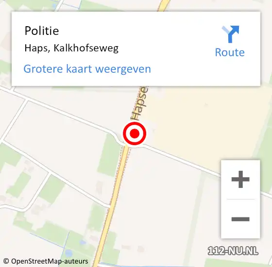 Locatie op kaart van de 112 melding: Politie Haps, Kalkhofseweg op 5 november 2013 17:16