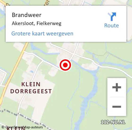 Locatie op kaart van de 112 melding: Brandweer Akersloot, Fielkerweg op 21 april 2015 10:32