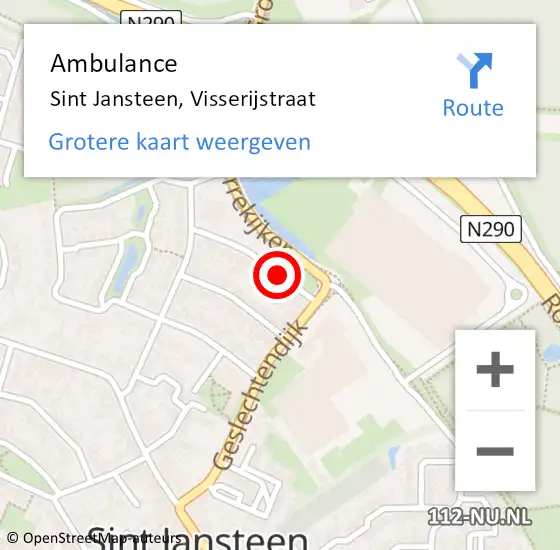 Locatie op kaart van de 112 melding: Ambulance Sint Jansteen, Visserijstraat op 21 april 2015 11:03