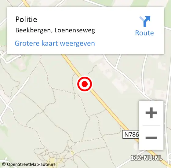 Locatie op kaart van de 112 melding: Politie Beekbergen, Loenenseweg op 21 april 2015 11:03