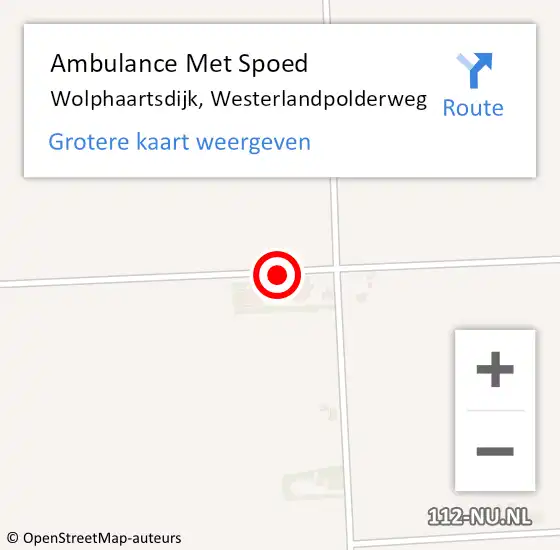 Locatie op kaart van de 112 melding: Ambulance Met Spoed Naar Wolphaartsdijk, Westerlandpolderweg op 21 april 2015 11:11