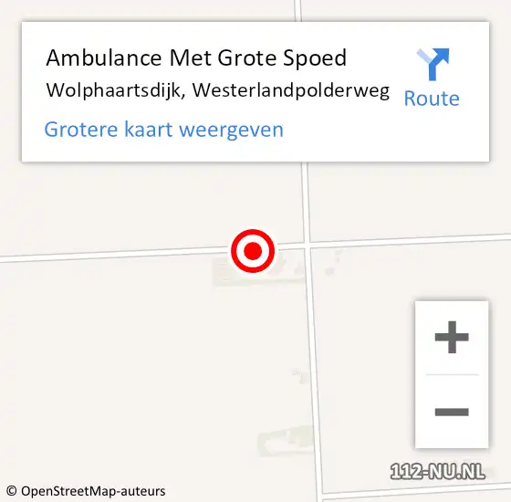 Locatie op kaart van de 112 melding: Ambulance Met Grote Spoed Naar Wolphaartsdijk, Westerlandpolderweg op 21 april 2015 11:15