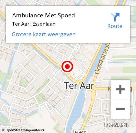 Locatie op kaart van de 112 melding: Ambulance Met Spoed Naar Ter Aar, Essenlaan op 21 april 2015 11:30