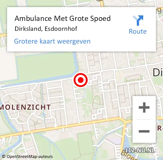 Locatie op kaart van de 112 melding: Ambulance Met Grote Spoed Naar Dirksland, Esdoornhof op 21 april 2015 11:47