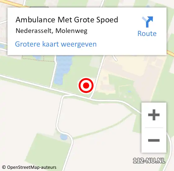 Locatie op kaart van de 112 melding: Ambulance Met Grote Spoed Naar Nederasselt, Molenweg op 21 april 2015 11:51