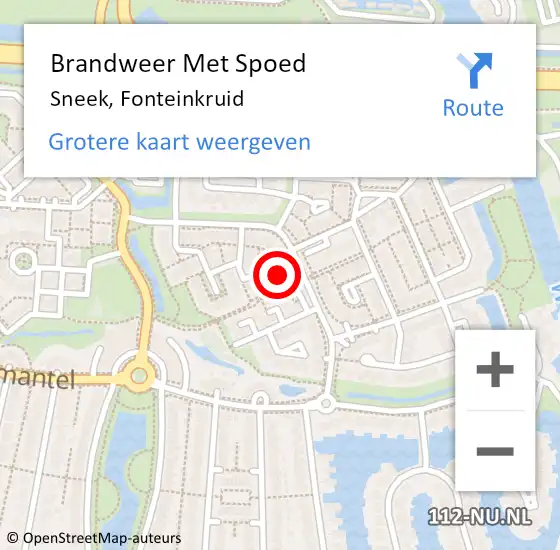 Locatie op kaart van de 112 melding: Brandweer Met Spoed Naar Sneek, Fonteinkruid op 21 april 2015 12:20