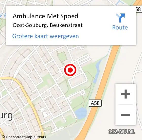 Locatie op kaart van de 112 melding: Ambulance Met Spoed Naar Oost-Souburg, Beukenstraat op 21 april 2015 12:31