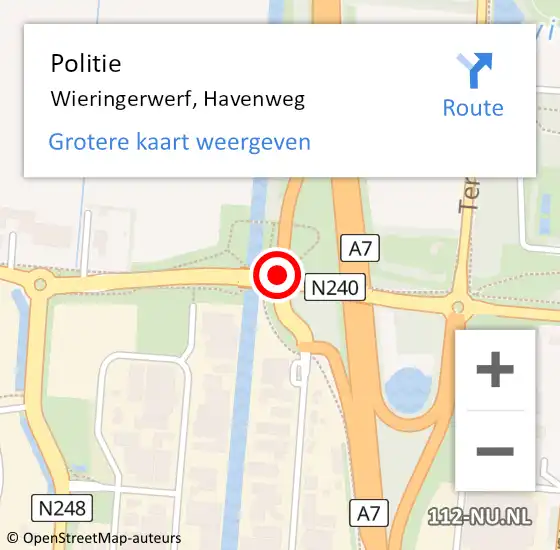 Locatie op kaart van de 112 melding: Politie Wieringerwerf, Havenweg op 21 april 2015 12:49