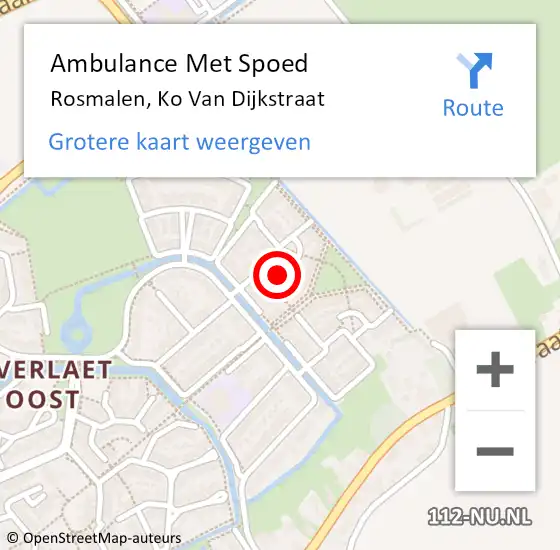 Locatie op kaart van de 112 melding: Ambulance Met Spoed Naar Rosmalen, Ko Van Dijkstraat op 21 april 2015 12:50