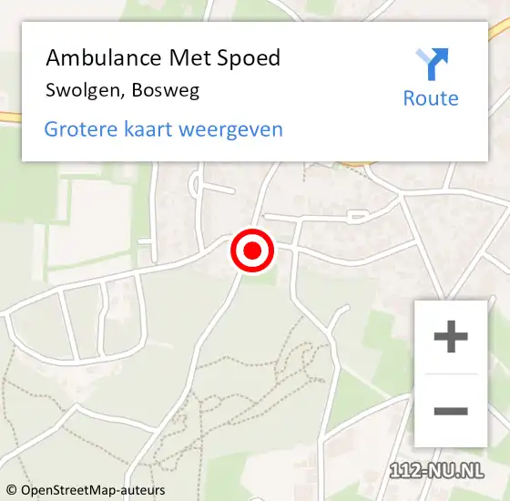 Locatie op kaart van de 112 melding: Ambulance Met Spoed Naar Swolgen, Bosweg op 21 april 2015 12:51