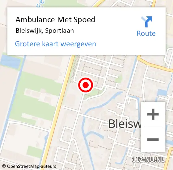 Locatie op kaart van de 112 melding: Ambulance Met Spoed Naar Bleiswijk, Sportlaan op 21 april 2015 13:29