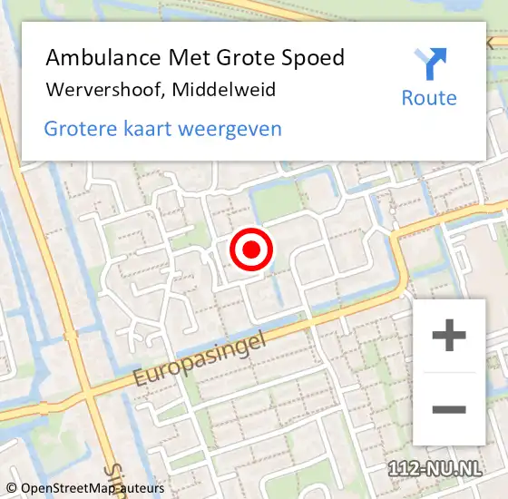 Locatie op kaart van de 112 melding: Ambulance Met Grote Spoed Naar Wervershoof, Middelweid op 21 april 2015 13:31