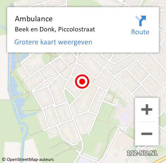 Locatie op kaart van de 112 melding: Ambulance Beek en Donk, Piccolostraat op 21 april 2015 14:20